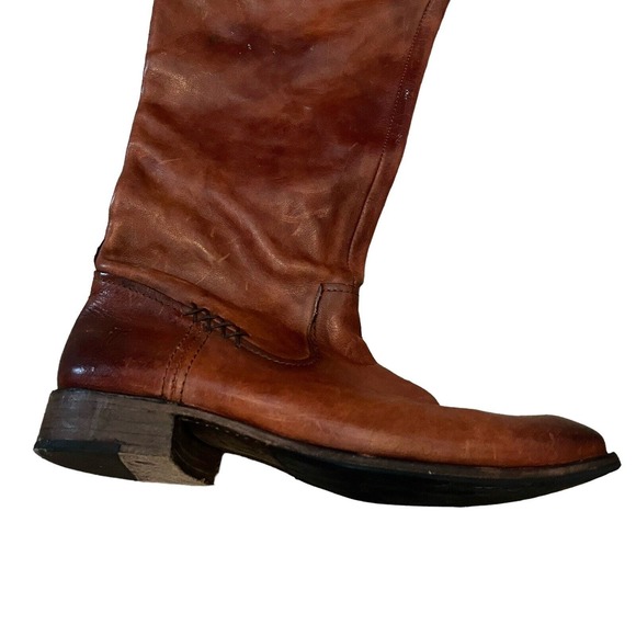Frye Shirley Artisan Tall Riding Boots Brown Leather Pull On - Picture 9 of 15